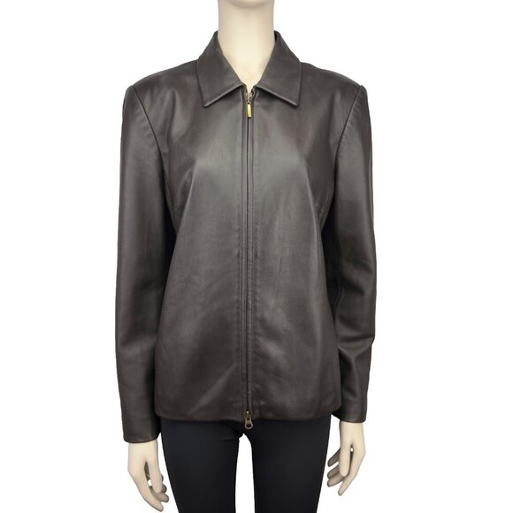 BOD & CHRISTENSEN Chocolate Brown Fitted Genuine Leather Hips Lenght Jacket 12 - Picture 1 of 9